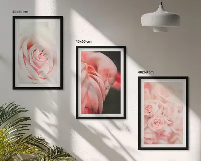 Gerahmtes Bilderset mit Zartrosa Flamingos