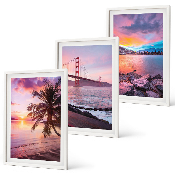 Bilder-3er-set mit rahmen Sonnenuntergangsbrücke Landschaft
