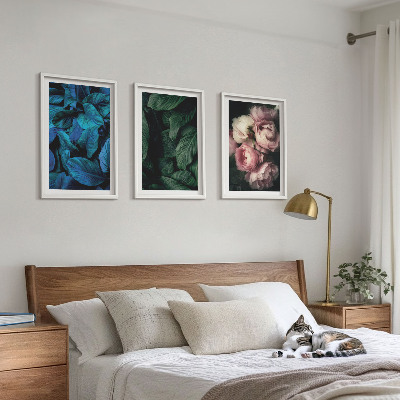 Gerahmtes bilderset Blätter, Blüten, verschiedene Farben