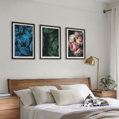 Gerahmtes bilderset Blätter, Blüten, verschiedene Farben