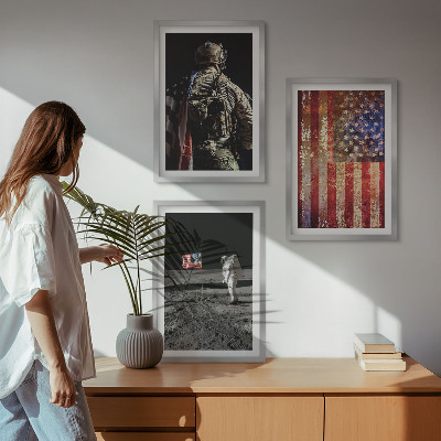 Gerahmtes bilderset Amerikanische Symbole, USA-Flagge