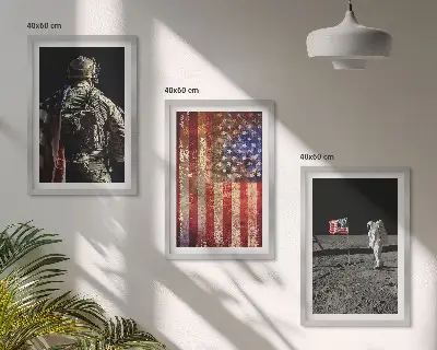 Gerahmtes Bilderset amerikanische Symbole mit USA-Flagge