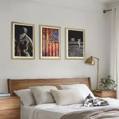 Gerahmtes Bilderset amerikanische Symbole mit USA-Flagge