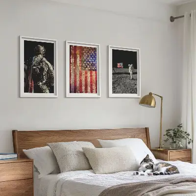 Gerahmtes Bilderset amerikanische Symbole mit USA-Flagge