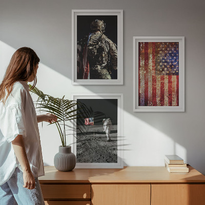Gerahmtes bilderset Amerikanische Symbole, USA-Flagge