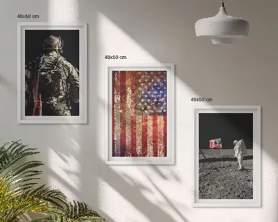 Gerahmtes Bilderset amerikanische Symbole mit USA-Flagge