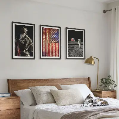 Gerahmtes Bilderset amerikanische Symbole mit USA-Flagge