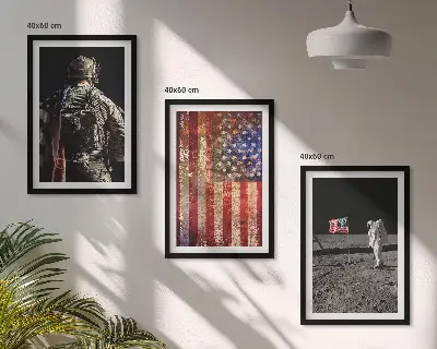 Gerahmtes Bilderset amerikanische Symbole mit USA-Flagge