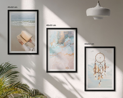 Bilder-3er-set mit rahmen Abstraktes Meeresbuch Boho