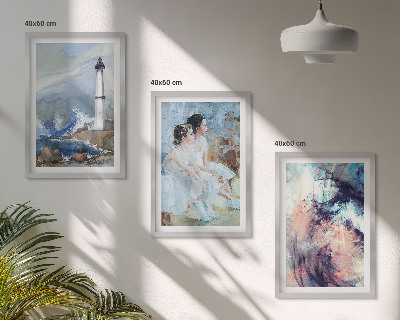 Bilder-3er-set mit rahmen Leuchtturm-Abstrakte Tänzerin