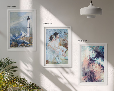 Bilder-3er-set mit rahmen Leuchtturm-Abstrakte Tänzerin
