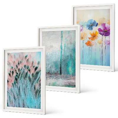 Bilder-3er-set mit rahmen Hintergrundmuster mit Pastellblumen