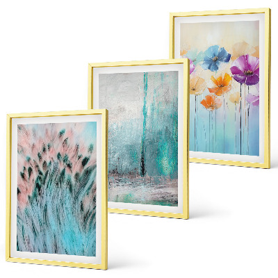Bilder-3er-set mit rahmen Hintergrundmuster mit Pastellblumen