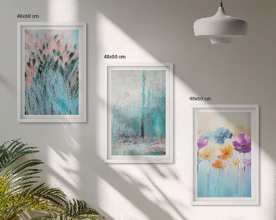 Bilder-3er-set mit rahmen Hintergrundmuster mit Pastellblumen