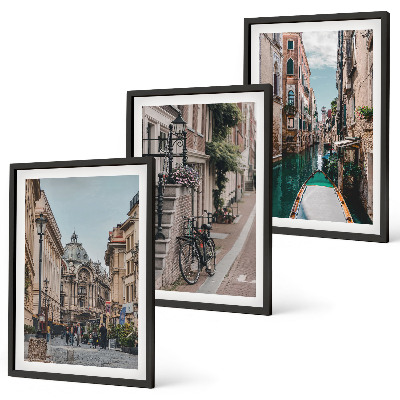 Bilder-3er-set mit rahmen Venedigs Wasserstraßen