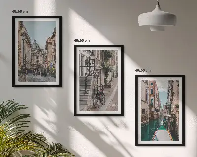 Venedigs Wasserstraßen 3er-Set Bilder mit Rahmen