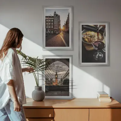 Gerahmtes Bilderset mit Motiven von Essen in der Stadt London