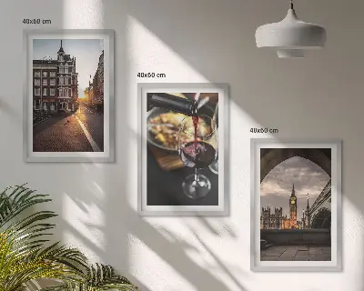 Gerahmtes Bilderset mit Motiven von Essen in der Stadt London