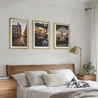 Gerahmtes Bilderset mit Motiven von Essen in der Stadt London