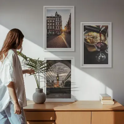 Gerahmtes Bilderset mit Motiven von Essen in der Stadt London