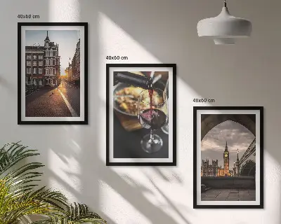 Gerahmtes Bilderset mit Motiven von Essen in der Stadt London
