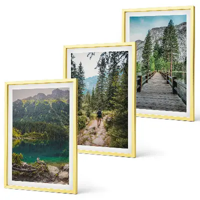 Wandbilder-Set mit Rahmen Berge, Seen, Wälder und Wege im 3er-Set
