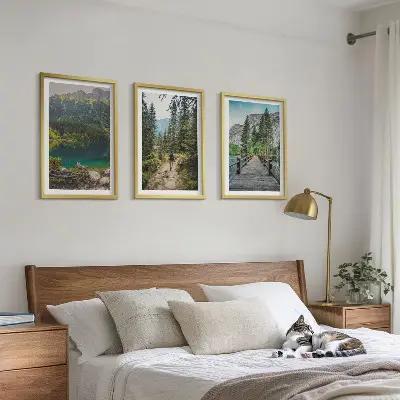 Wandbilder-Set mit Rahmen Berge, Seen, Wälder und Wege im 3er-Set