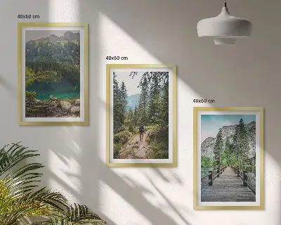 Wandbilder-Set mit Rahmen Berge, Seen, Wälder und Wege im 3er-Set
