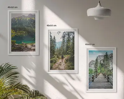 Wandbilder-Set mit Rahmen Berge, Seen, Wälder und Wege im 3er-Set