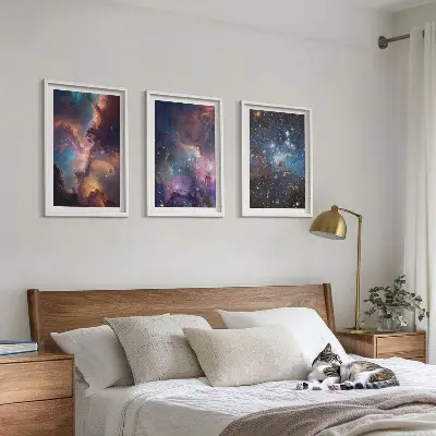 Kosmische Sternenlandschaften 3er-Set Bilder mit Rahmen
