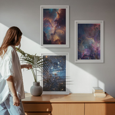 Bilder-3er-set mit rahmen Kosmische Sternenlandschaften