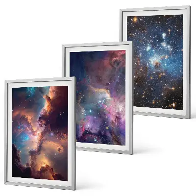 Kosmische Sternenlandschaften 3er-Set Bilder mit Rahmen