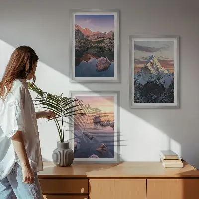 Berglandschaften 3er-Set mit passenden Rahmen