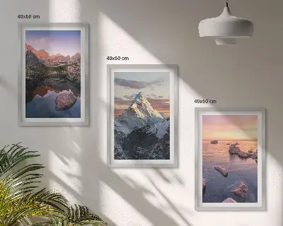 Berglandschaften 3er-Set mit passenden Rahmen