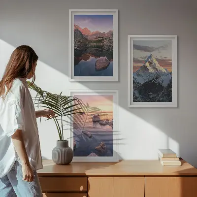Berglandschaften 3er-Set mit passenden Rahmen