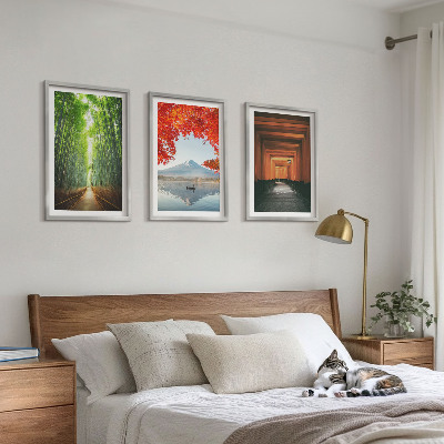 Bilder-3er-set mit rahmen Fuji-Bambuswaldlandschaft