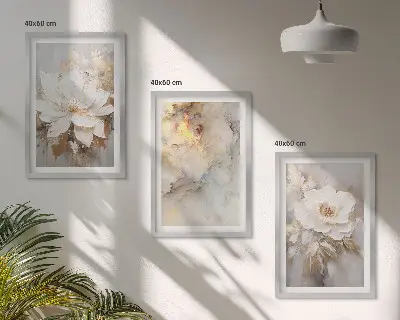 Blumen heller abstrakter Hintergrund 3er-Set Bilder mit Rahmen