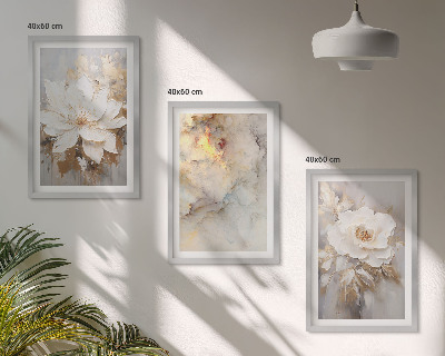 Bilder-3er-set mit rahmen Blumen heller abstrakter Hintergrund