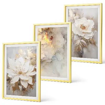 Blumen heller abstrakter Hintergrund 3er-Set Bilder mit Rahmen