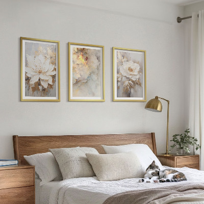 Bilder-3er-set mit rahmen Blumen heller abstrakter Hintergrund