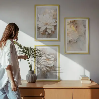 Blumen heller abstrakter Hintergrund 3er-Set Bilder mit Rahmen