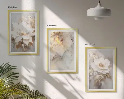 Blumen heller abstrakter Hintergrund 3er-Set Bilder mit Rahmen
