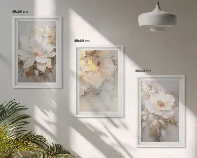 Blumen heller abstrakter Hintergrund 3er-Set Bilder mit Rahmen