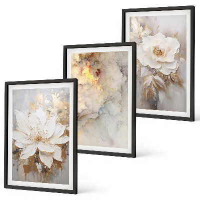 Bilder-3er-set mit rahmen Blumen heller abstrakter Hintergrund