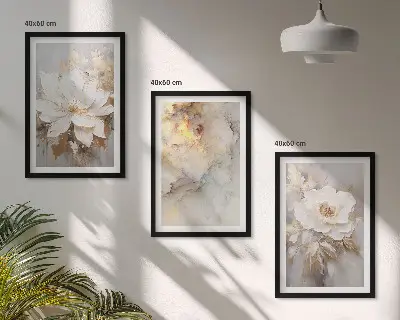 Blumen heller abstrakter Hintergrund 3er-Set Bilder mit Rahmen