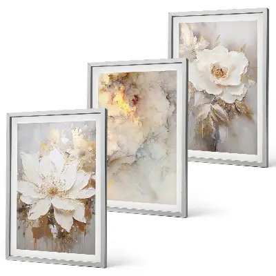 Blumen heller abstrakter Hintergrund 3er-Set Bilder mit Rahmen
