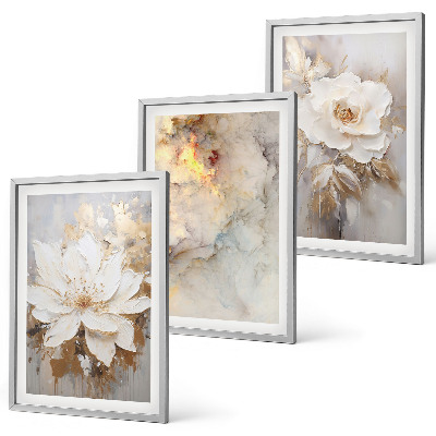 Bilder-3er-set mit rahmen Blumen heller abstrakter Hintergrund