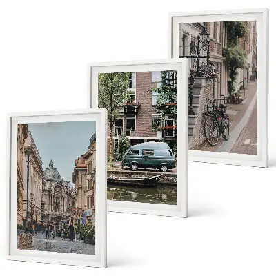 Stadtansichten von Gebäuden 3er-Set Bilder mit Rahmen