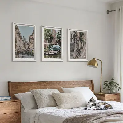 Stadtansichten von Gebäuden 3er-Set Bilder mit Rahmen