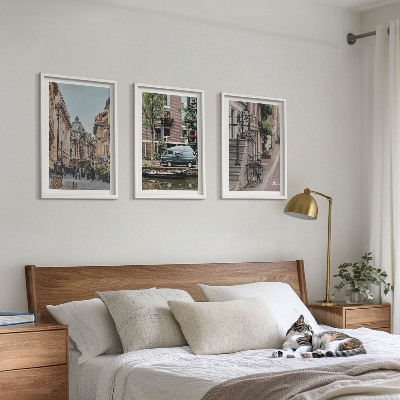 Bilder-3er-set mit rahmen Stadtansichten von Gebäuden